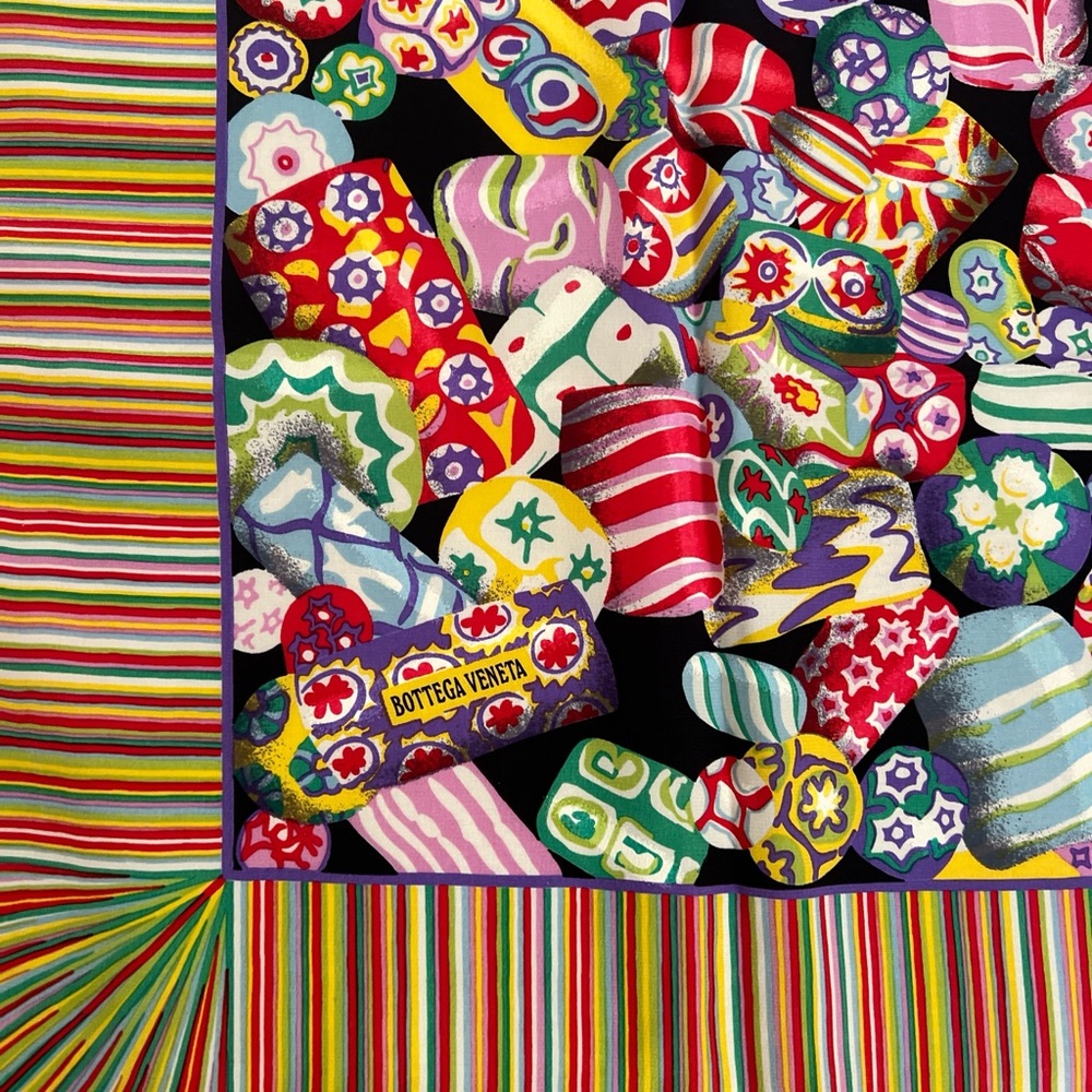 Bottega Veneta Veneta Multi-Colored Millefiori Themed Silk Scarf Candy Print - Picture 4 of 6